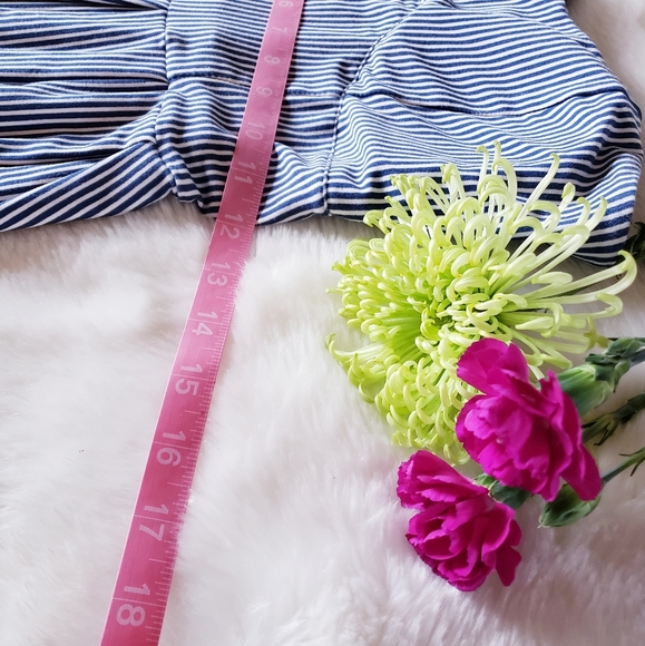 Blue Striped Floral Dress with Removable Straps - Picture 15 of 16